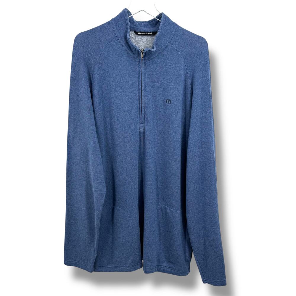 Travis Mathew Zachary 1/4 zip pullover sweatshirt men's XXL modal pockets blue
